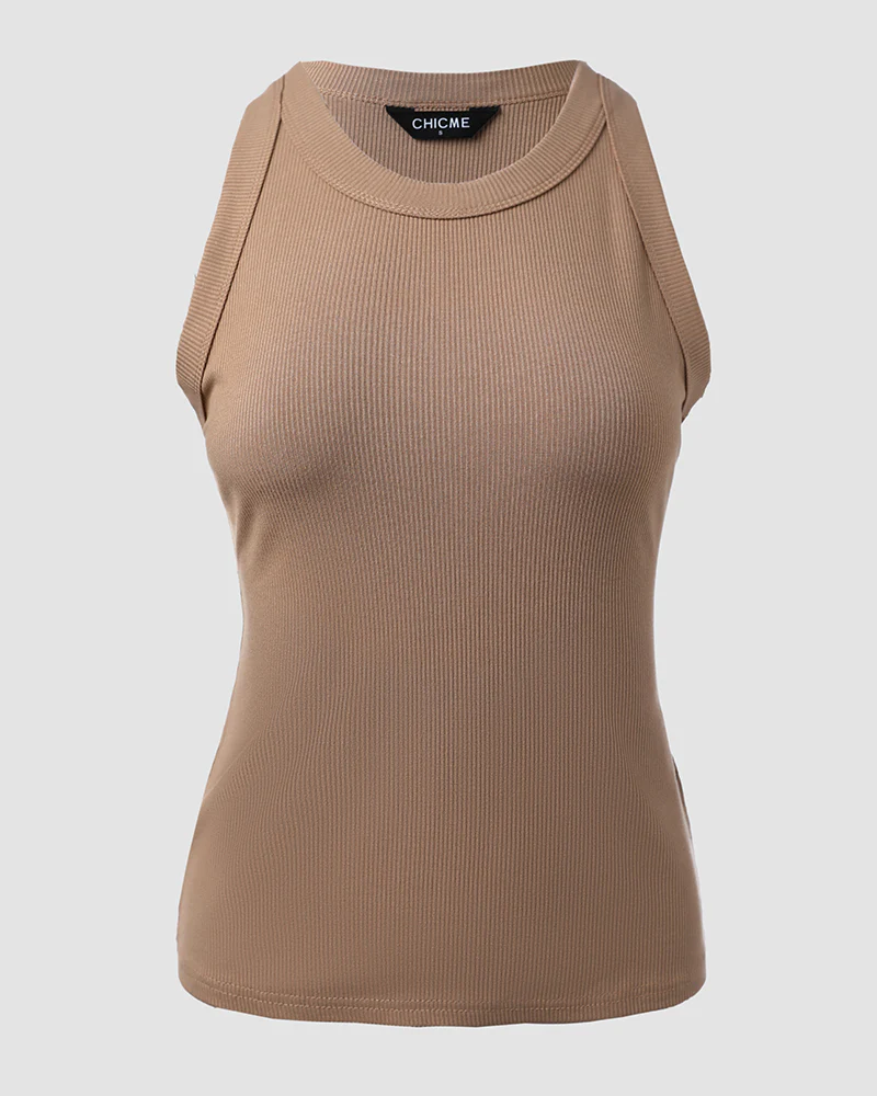 3 Pack Knit Round Neck Thick Strap Racerback Tank Tops(Without Pads) - Image 74
