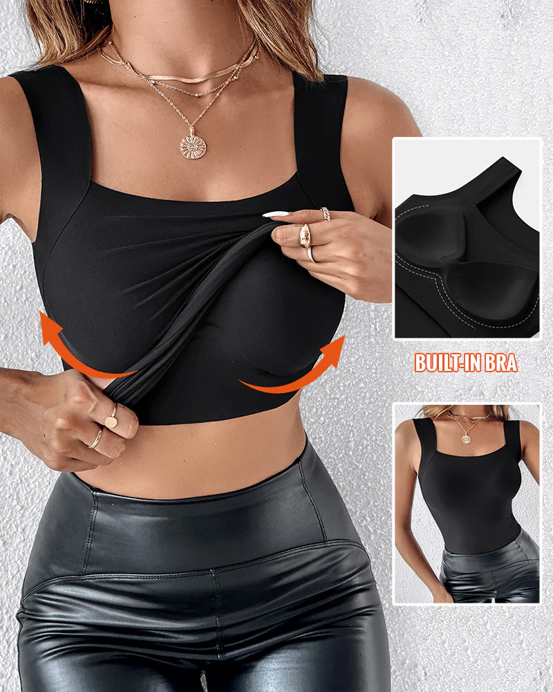 Chicme Contourx 2 Piece U Neck Shapewear Built In Bra Tank High Strechy Sleeveless Slim Fit Tops Camisole - Image 11
