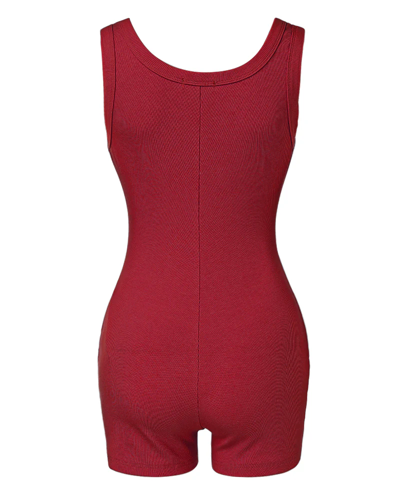 Ribbed U-Neck Yoga Romper Workout One Piece Seamless Tank Top Jumpsuit - Image 17