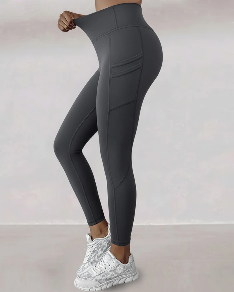 Winter Warm High Waisted Workout Athletic Leggings Tummy Control Butt Lifting Ultra Soft Thermal Lined Yoga Pants Women's Sportswear with Stacked Slit Pockets On Side - Image 23