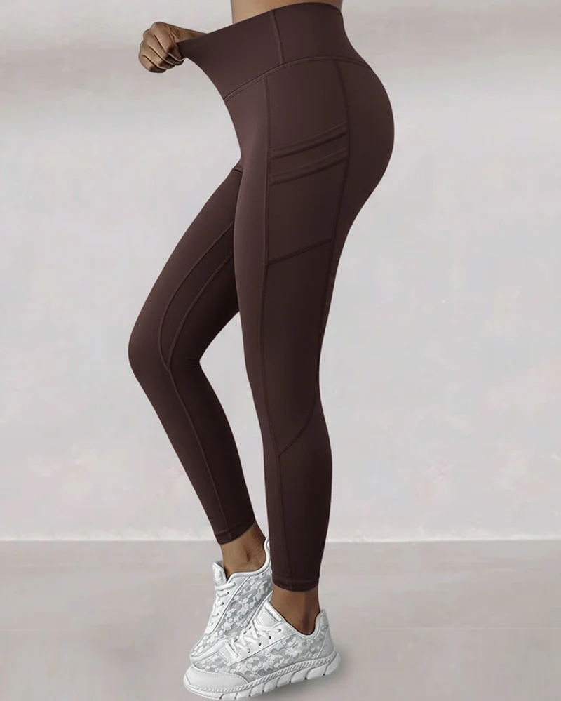 Winter Warm High Waisted Workout Athletic Leggings Tummy Control Butt Lifting Ultra Soft Thermal Lined Yoga Pants Women's Sportswear with Stacked Slit Pockets On Side - Image 37