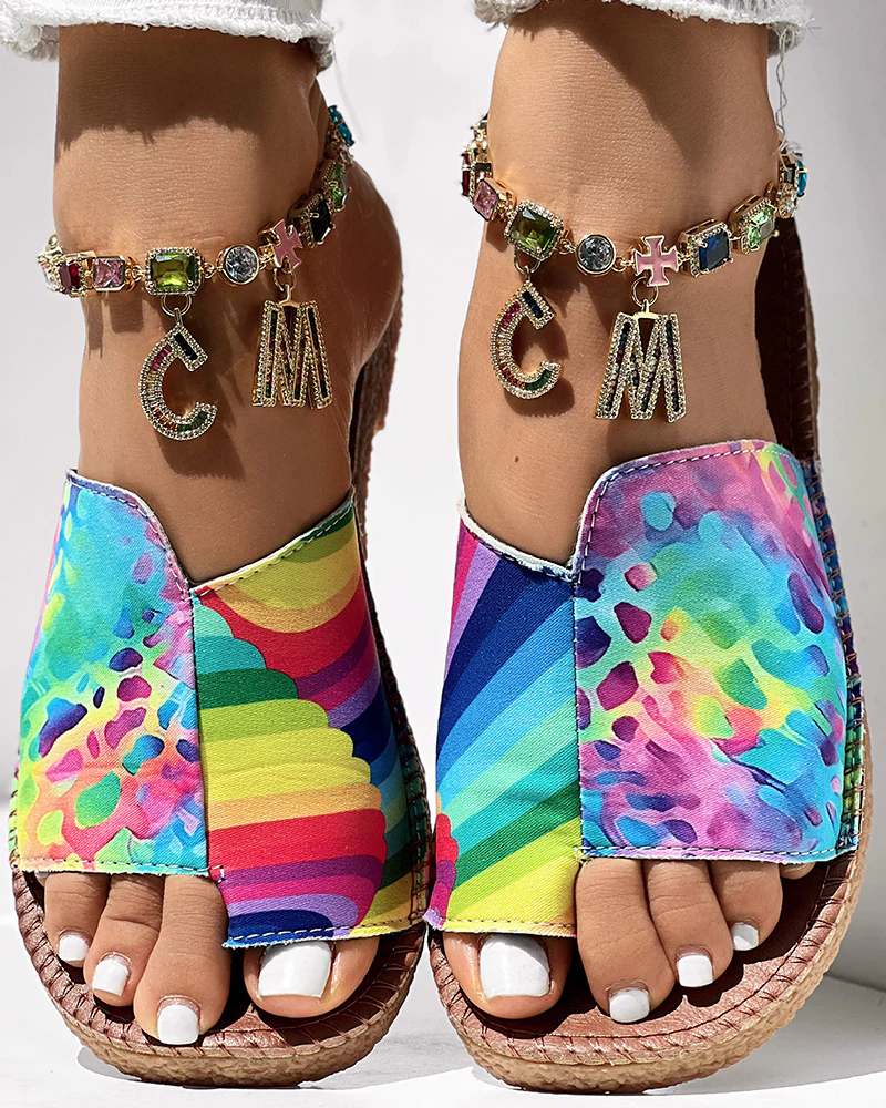 Zebra Stripe Leopard Pattern Toe Post Slippers - Image 7